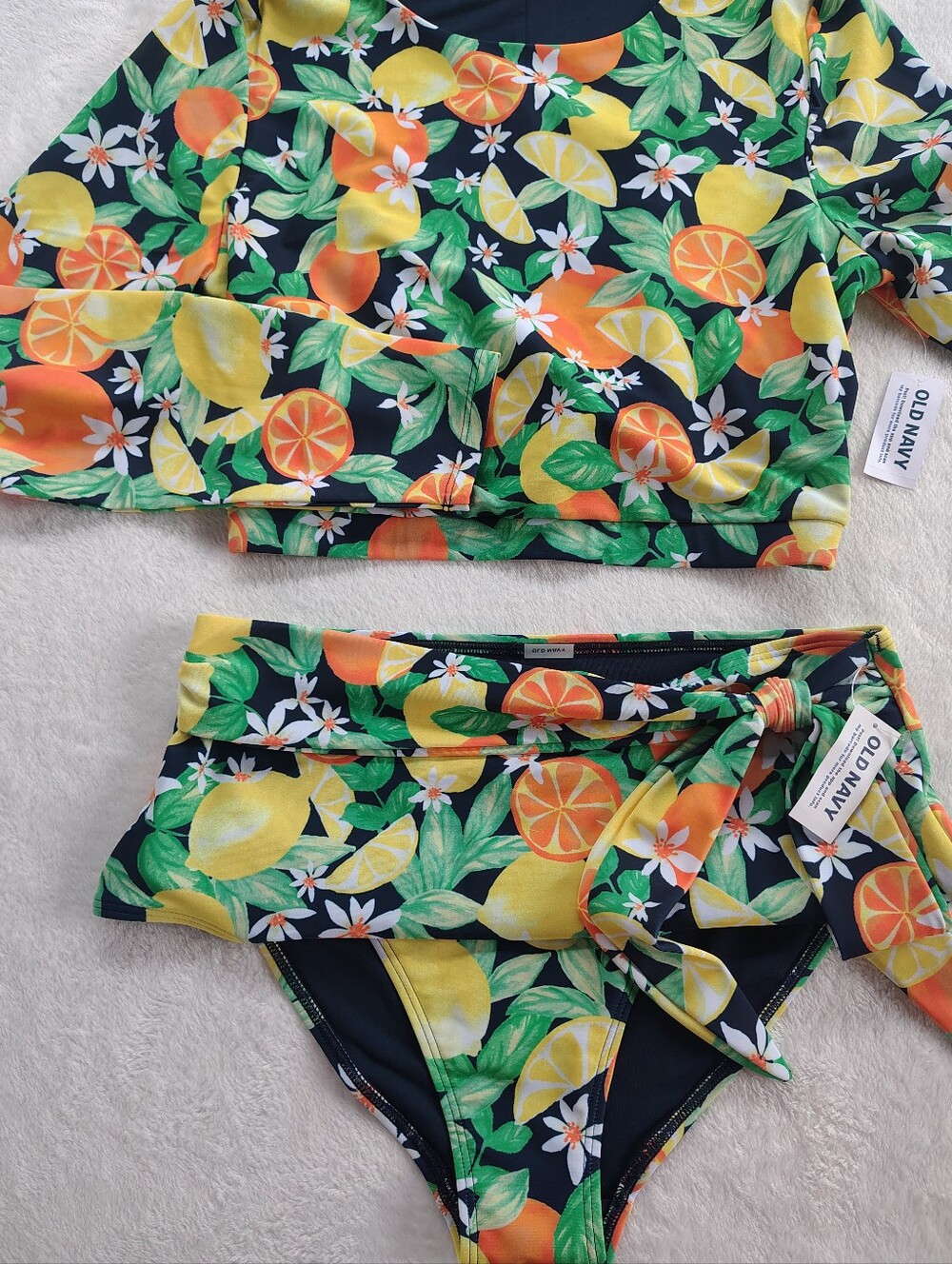 Old Navy Two-Piece Citrus Print Swim Set with Yellow & Orange